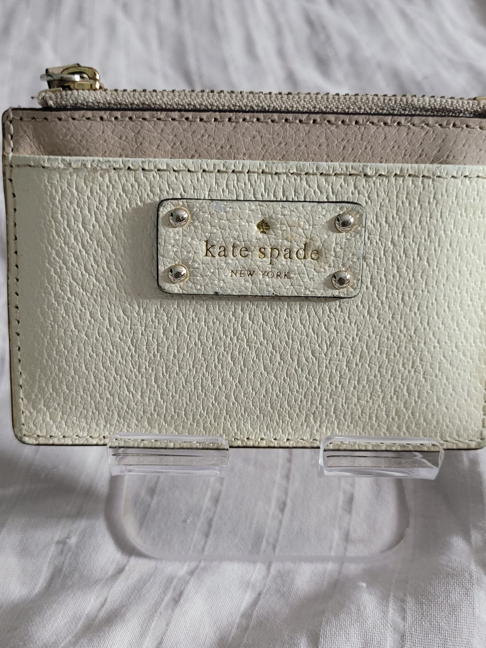 Kate Spade Two-Tone Pebbled Leather Zip Card Holder & Coin Purse